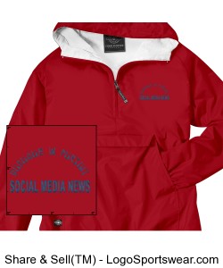 Red pull over Dubuque In Pursuit blue print letters Design Zoom